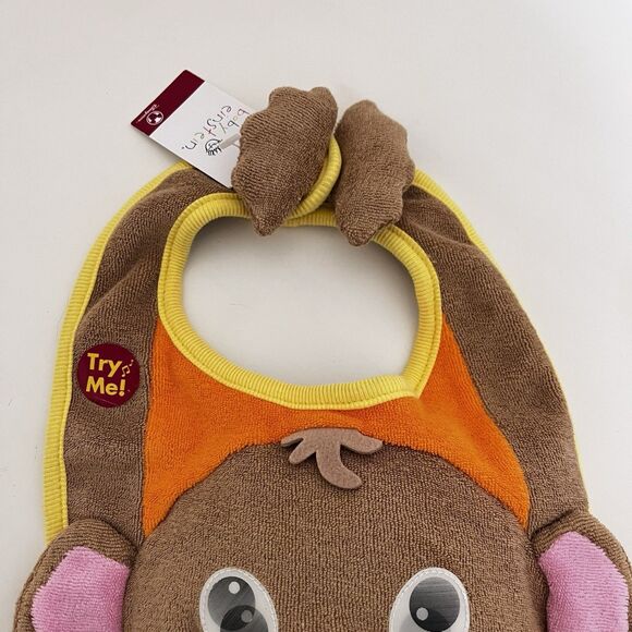 Disney Store Baby Einstein Monkey Baby Bib Terry Cloth Makes Noise NWT - Picture 3 of 10